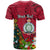 Personalised Niue Christmas T Shirt Coat of Arms and Polynesian Tattoo Xmas Element Christmas Red Vibe LT03 - Polynesian Pride