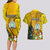 Niue Christmas Couples Matching Long Sleeve Bodycon Dress and Hawaiian Shirt Coat of Arms and Polynesian Tattoo Xmas Element Christmas Yellow Vibe LT03 - Polynesian Pride