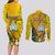 Niue Christmas Couples Matching Long Sleeve Bodycon Dress and Long Sleeve Button Shirt Coat of Arms and Polynesian Tattoo Xmas Element Christmas Yellow Vibe LT03 - Polynesian Pride