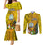 Niue Christmas Couples Matching Mermaid Dress and Long Sleeve Button Shirt Coat of Arms and Polynesian Tattoo Xmas Element Christmas Yellow Vibe LT03 Yellow - Polynesian Pride