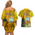 Niue Christmas Couples Matching Off Shoulder Short Dress and Hawaiian Shirt Coat of Arms and Polynesian Tattoo Xmas Element Christmas Yellow Vibe LT03 - Polynesian Pride