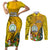 Niue Christmas Couples Matching Short Sleeve Bodycon Dress and Long Sleeve Button Shirt Coat of Arms and Polynesian Tattoo Xmas Element Christmas Yellow Vibe LT03 Yellow - Polynesian Pride