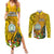 Niue Christmas Couples Matching Summer Maxi Dress and Long Sleeve Button Shirt Coat of Arms and Polynesian Tattoo Xmas Element Christmas Yellow Vibe LT03 Yellow - Polynesian Pride