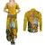 Niue Christmas Couples Matching Summer Maxi Dress and Long Sleeve Button Shirt Coat of Arms and Polynesian Tattoo Xmas Element Christmas Yellow Vibe LT03 - Polynesian Pride