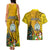 Niue Christmas Couples Matching Tank Maxi Dress and Hawaiian Shirt Coat of Arms and Polynesian Tattoo Xmas Element Christmas Yellow Vibe LT03 - Polynesian Pride