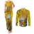 Niue Christmas Couples Matching Tank Maxi Dress and Long Sleeve Button Shirt Coat of Arms and Polynesian Tattoo Xmas Element Christmas Yellow Vibe LT03 Yellow - Polynesian Pride