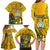 Niue Christmas Family Matching Long Sleeve Bodycon Dress and Hawaiian Shirt Coat of Arms and Polynesian Tattoo Xmas Element Christmas Yellow Vibe LT03 - Polynesian Pride