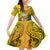 Niue Christmas Family Matching Mermaid Dress and Hawaiian Shirt Coat of Arms and Polynesian Tattoo Xmas Element Christmas Yellow Vibe LT03 Daughter's Dress Yellow - Polynesian Pride