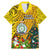 Niue Christmas Family Matching Mermaid Dress and Hawaiian Shirt Coat of Arms and Polynesian Tattoo Xmas Element Christmas Yellow Vibe LT03 Dad's Shirt - Short Sleeve Yellow - Polynesian Pride