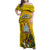 Niue Christmas Family Matching Off Shoulder Maxi Dress and Hawaiian Shirt Coat of Arms and Polynesian Tattoo Xmas Element Christmas Yellow Vibe LT03 Mom's Dress Yellow - Polynesian Pride