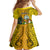 Niue Christmas Family Matching Off Shoulder Short Dress and Hawaiian Shirt Coat of Arms and Polynesian Tattoo Xmas Element Christmas Yellow Vibe LT03 - Polynesian Pride