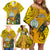 Niue Christmas Family Matching Off Shoulder Short Dress and Hawaiian Shirt Coat of Arms and Polynesian Tattoo Xmas Element Christmas Yellow Vibe LT03 - Polynesian Pride