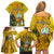 Niue Christmas Family Matching Off Shoulder Short Dress and Hawaiian Shirt Coat of Arms and Polynesian Tattoo Xmas Element Christmas Yellow Vibe LT03 - Polynesian Pride