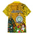 Niue Christmas Family Matching Short Sleeve Bodycon Dress and Hawaiian Shirt Coat of Arms and Polynesian Tattoo Xmas Element Christmas Yellow Vibe LT03 - Polynesian Pride