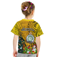 Niue Christmas Kid T Shirt Coat of Arms and Polynesian Tattoo Xmas Element Christmas Yellow Vibe LT03 - Polynesian Pride