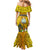 Niue Christmas Mermaid Dress Coat of Arms and Polynesian Tattoo Xmas Element Christmas Yellow Vibe LT03 - Polynesian Pride