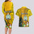 Personalised Niue Christmas Couples Matching Long Sleeve Bodycon Dress and Hawaiian Shirt Coat of Arms and Polynesian Tattoo Xmas Element Christmas Yellow Vibe LT03 - Polynesian Pride