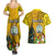 Personalised Niue Christmas Couples Matching Summer Maxi Dress and Hawaiian Shirt Coat of Arms and Polynesian Tattoo Xmas Element Christmas Yellow Vibe LT03 - Polynesian Pride