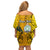 Personalised Niue Christmas Family Matching Off Shoulder Short Dress and Hawaiian Shirt Coat of Arms and Polynesian Tattoo Xmas Element Christmas Yellow Vibe LT03 - Polynesian Pride