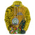 Personalised Niue Christmas Hoodie Coat of Arms and Polynesian Tattoo Xmas Element Christmas Yellow Vibe LT03 - Polynesian Pride