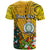 Personalised Niue Christmas T Shirt Coat of Arms and Polynesian Tattoo Xmas Element Christmas Yellow Vibe LT03 - Polynesian Pride