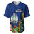 Niue Christmas Baseball Jersey Coat of Arms and Polynesian Tattoo Xmas Element Christmas Blue Vibe LT03 Blue - Polynesian Pride