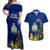 Niue Christmas Couples Matching Off Shoulder Maxi Dress and Hawaiian Shirt Coat of Arms and Polynesian Tattoo Xmas Element Christmas Blue Vibe LT03 Blue - Polynesian Pride