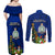 Niue Christmas Couples Matching Off Shoulder Maxi Dress and Long Sleeve Button Shirt Coat of Arms and Polynesian Tattoo Xmas Element Christmas Blue Vibe LT03 - Polynesian Pride