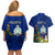 Niue Christmas Couples Matching Off Shoulder Short Dress and Hawaiian Shirt Coat of Arms and Polynesian Tattoo Xmas Element Christmas Blue Vibe LT03 - Polynesian Pride