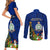 Niue Christmas Couples Matching Short Sleeve Bodycon Dress and Long Sleeve Button Shirt Coat of Arms and Polynesian Tattoo Xmas Element Christmas Blue Vibe LT03 - Polynesian Pride