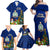 Niue Christmas Family Matching Off Shoulder Maxi Dress and Hawaiian Shirt Coat of Arms and Polynesian Tattoo Xmas Element Christmas Blue Vibe LT03 - Polynesian Pride