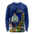 Niue Christmas Long Sleeve Shirt Coat of Arms and Polynesian Tattoo Xmas Element Christmas Blue Vibe LT03 Unisex Blue - Polynesian Pride