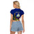 Niue Christmas Raglan Cropped T Shirt Coat of Arms and Polynesian Tattoo Xmas Element Christmas Blue Vibe LT03 - Polynesian Pride
