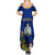 Niue Christmas Summer Maxi Dress Coat of Arms and Polynesian Tattoo Xmas Element Christmas Blue Vibe LT03 - Polynesian Pride