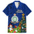 Personalised Niue Christmas Family Matching Summer Maxi Dress and Hawaiian Shirt Coat of Arms and Polynesian Tattoo Xmas Element Christmas Blue Vibe LT03 Dad's Shirt - Short Sleeve Blue - Polynesian Pride