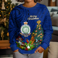 Personalised Niue Christmas Kid Ugly Christmas Sweater Coat of Arms and Polynesian Tattoo Xmas Element Christmas Blue Vibe LT03 - Polynesian Pride