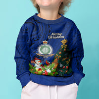 Personalised Niue Christmas Kid Ugly Christmas Sweater Coat of Arms and Polynesian Tattoo Xmas Element Christmas Blue Vibe LT03 - Polynesian Pride