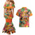 Hawaiian Honolulu Festival Couples Matching Mermaid Dress and Hawaiian Shirt Hawaiian Identity - Hula Dancer and Ukulele Tropical Plants Style