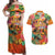 Hawaiian Honolulu Festival Couples Matching Off Shoulder Maxi Dress and Hawaiian Shirt Hawaiian Identity - Hula Dancer and Ukulele Tropical Plants Style