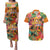 Hawaiian Honolulu Festival Couples Matching Puletasi and Hawaiian Shirt Hawaiian Identity - Hula Dancer and Ukulele Tropical Plants Style