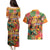 Hawaiian Honolulu Festival Couples Matching Puletasi and Hawaiian Shirt Hawaiian Identity - Hula Dancer and Ukulele Tropical Plants Style