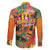 Hawaiian Honolulu Festival Family Matching Off Shoulder Maxi Dress and Hawaiian Shirt Hawaiian Identity - Hula Dancer and Ukulele Tropical Plants Style