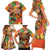 Hawaiian Honolulu Festival Family Matching Short Sleeve Bodycon Dress and Hawaiian Shirt Hawaiian Identity - Hula Dancer and Ukulele Tropical Plants Style