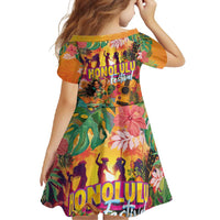 Hawaiian Honolulu Festival Family Matching Summer Maxi Dress and Hawaiian Shirt Hawaiian Identity - Hula Dancer and Ukulele Tropical Plants Style