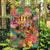 Hawaiian Honolulu Festival Garden Flag Hawaiian Identity - Hula Dancer and Ukulele Tropical Plants Style