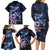 Hawaiian Whales Love Couple Family Matching Long Sleeve Bodycon Dress and Hawaiian Shirt Hibiscus and Kakau Art Tattoo Night Sky Vibe