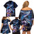 Hawaiian Whales Love Couple Family Matching Off Shoulder Short Dress and Hawaiian Shirt Hibiscus and Kakau Art Tattoo Night Sky Vibe