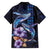 Hawaiian Whales Love Couple Family Matching Off Shoulder Short Dress and Hawaiian Shirt Hibiscus and Kakau Art Tattoo Night Sky Vibe