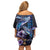 Hawaiian Whales Love Couple Family Matching Off Shoulder Short Dress and Hawaiian Shirt Hibiscus and Kakau Art Tattoo Night Sky Vibe