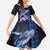 Hawaiian Whales Love Couple Family Matching Short Sleeve Bodycon Dress and Hawaiian Shirt Hibiscus and Kakau Art Tattoo Night Sky Vibe